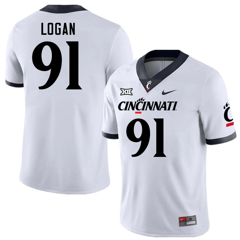 Cincinnati Bearcats #91 Drew Logan Big 12 Conference College Football Jerseys Stitched Sale-White